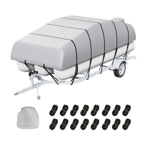 Housse De Bateau Ponton-Vevor-701 À 731 Cm, Bâche De Bateau Imperméable 800d De Qualité Marine Et Remorquable, Gris