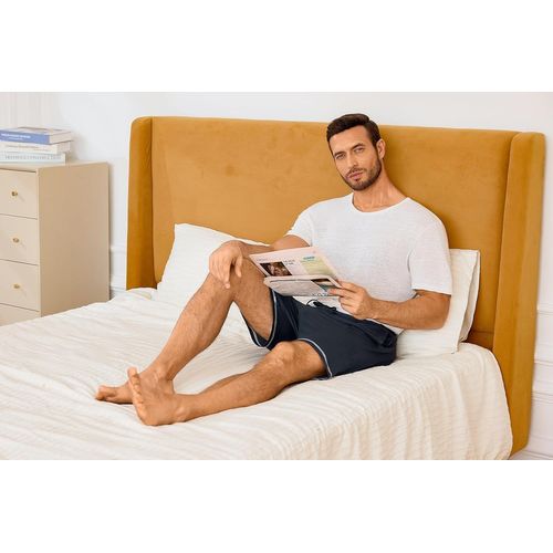 Tzf-Short Pyjama Homme Coton Uni Pantalon De Nuit Court Doux Avec Ceinture Élastique Et Poches Bas De Pyjama Décontracté Été