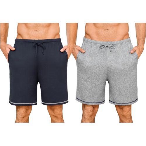 Tzf-Short Pyjama Homme Coton Uni Pantalon De Nuit Court Doux Avec Ceinture Élastique Et Poches Bas De Pyjama Décontracté Été