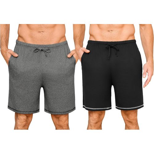Tzf-Short Pyjama Homme Coton Uni Pantalon De Nuit Court Doux Avec Ceinture Élastique Et Poches Bas De Pyjama Décontracté Été