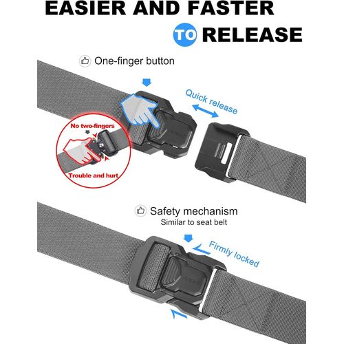 Tzf-Ceinture Tactique Pour Homme, Ceinture De Travail Militaire En Nylon De 3,8 Cm Avec Boucle À Dégagement Rapide Et Robuste