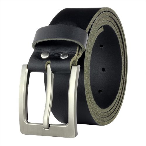 Tzf-#4mvl121 Ceinture En Cuir De Vachette Véritable Fabriquée À La Main En Allemagne Noir 4 Cm De Large