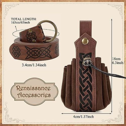 Tzf-Lot De 2 Ceintures Médiévales En Cuir Synthétique - Vêtements Viking Pour Femme - Ceinture De Chevalier Renaissance Pour Halloween, Cosplay, Costume Viking