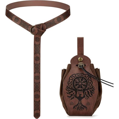 Tianyi-Lot De 2 Ceintures Médiévales En Cuir Synthétique - Vêtements Viking Pour Femme - Ceinture De Chevalier Renaissance Pour Halloween, Cosplay, Costume Viking