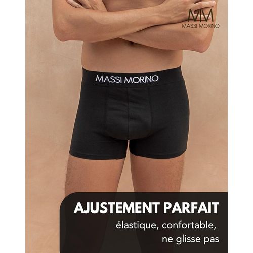 Tzf-Boxers Homme En Coton (Lot De 6 Ou À L`Unité) | Sous-Vêtements Noirs Pour Homme Avec Large Ceinture Élastique | Sans Étiquette & Respirants (S À Xxl)