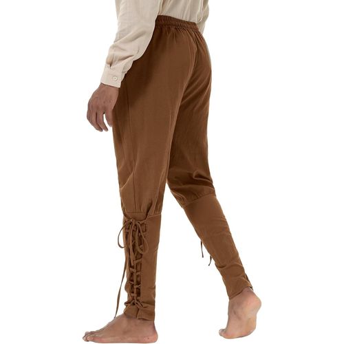 Tzf-Pantalon Medieval Homme En Coton Et Lin Costume Médiéval Viking Été Pirate Pants Men Avec Cordon Taille Elastique