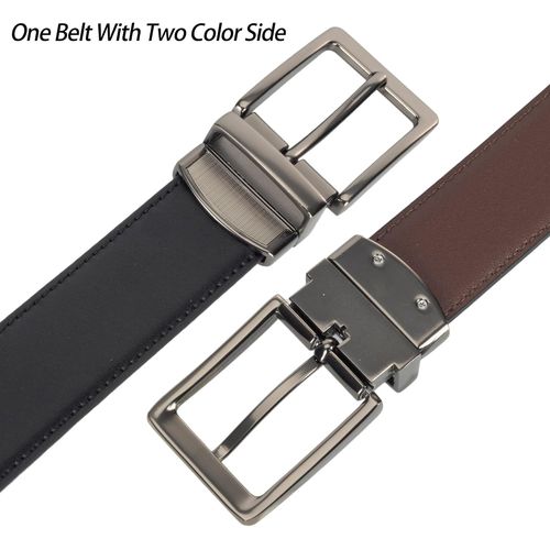 Tzf-Ceinture Réversible En Cuir Synthétique Pour Homme Et Femme Classique Bicolore En 1 Avec Boucle Ardillon