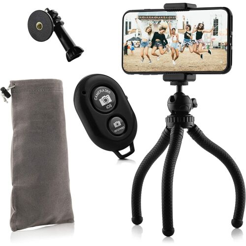Trépied Flexible Octopus Vlog Kit Extra Fort ¿ Avec Support Pour Téléphone, Télécommande Bluetooth, Sac Et Action Cam Mount ¿ Compatible Avec Gopro, Smartphone Et Caméra Vidéo[VIT696081]