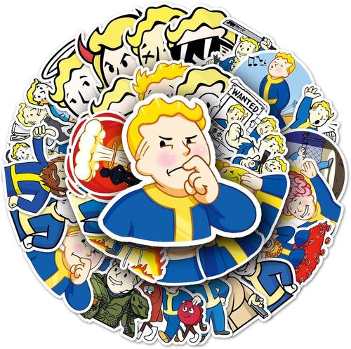 Lot De 50 Autocollants Fall-Out, Multicolor, Polychlorure De Vinyle, Retro-Futuristic, Métal, Verre, Plastique, Véhicule, Jeu Vidéo, Sticker_Decal[Vit695144]