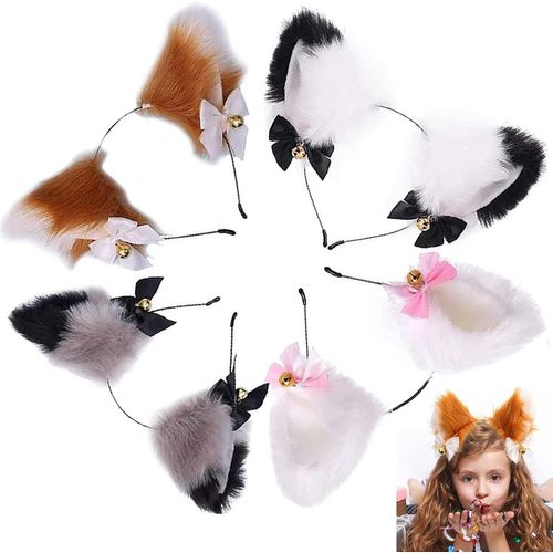 Tzf-Oreille De Chat Serre Tete Cosplay 4 Pièces Chat Oreille Bandeau Cheveux Hoop Oreilles De Renard Bandeau Serre-Tête Oreilles De Chat Pour Costume De Cosplay D¿Halloween Cosplay De Fête