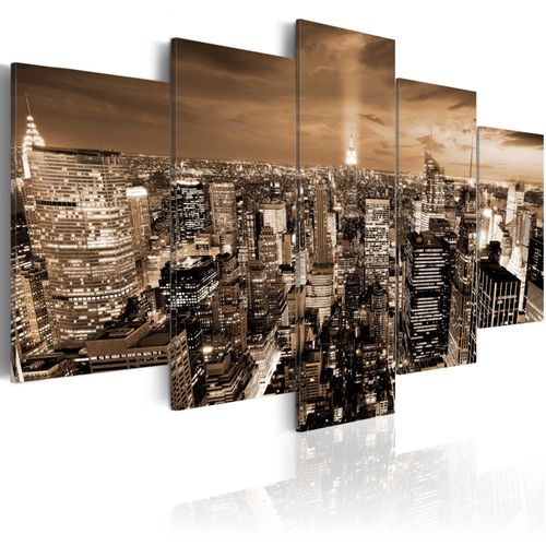 Tableau Villes New York: night light 100 x 50 cm