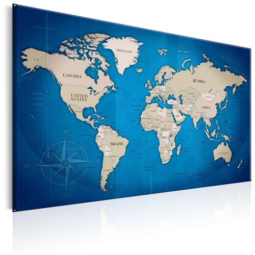 Tableau Cartes du monde Dark Blue Trail 120 x 80 cm