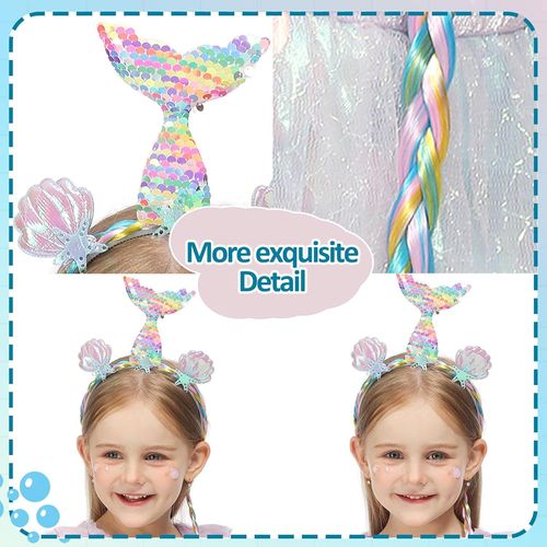 Tzf-Serre-Tête De Sirène Pour Fille, Bandeau De Sirène, Accessoire De Costume De Sirène, Accessoire De Costume De Sirène, Fête D'anniversaire, Accessoire De Costume De Carnaval