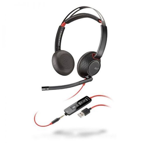 Casque Filaire Poly Blackwire 5220 - (Stéréo - USB-A - Jack 3.5 mm, Télécommande) Noir