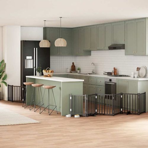 Vidaxl Barrière Pour Chien Porte Pliable 9 Panneaux Noir Bois Peuplier