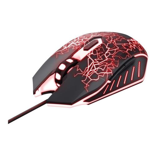 Trust GXT 105 Izza Illuminated - Souris - droitiers et gauchers - optique - 6 boutons - filaire - USB - noir
