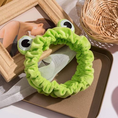 TZF-Bandeau de maquillage pour le visage - Jolis yeux de grenouille - Élastique - En peluche.