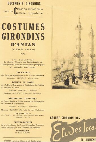 Costumes Girondins D'antan (Vers 1820)
