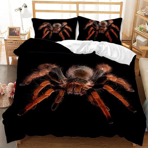 Tzf-Araignée Rouge Noire Poilue Set De Linge De Lit,Araignée 3 Pièces Housses De Couette,Araignée 3d Housse De Couette, Set De Linge De Lit Pour Enfants Animaux(A,200 X 200 Cm)