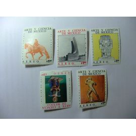 109 Mexico 1976 / Art And Science Sculptures Archeology / Yvert Pa 414 / 418 Mnh