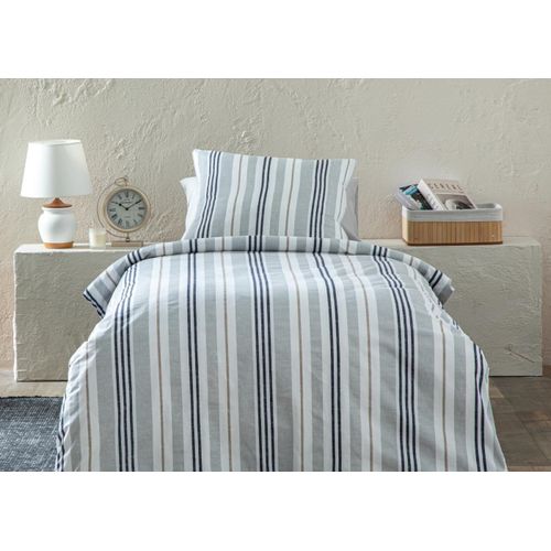 Tzf-English Home Linge De Lit 135x200 2 Pièces Gris, 1 X Housse De Couette 135 X 200 Avec 1x Taie D`Oreiller 80 X 80 Cm, Ensemble Linge De Lit 135x200cm Avec Fermeture Éclair, Rayé Moderne