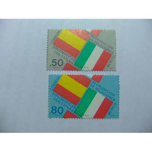 109 Mexico 1976 / Restableciendo Relaciones Diplomaticas Con España / Yverty 838 / 839 Mnh