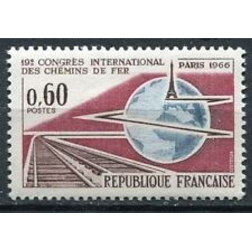 Timbres France 1966 Neuf ** Yt N° 1488 Congrès Des Chemins De Fer À Paris