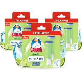 Canard WC Fresh Disc Recharges Citron Vert - Bloc WC Sans Cage Nettoyant - Nettoie à 360° - 6 Recharges