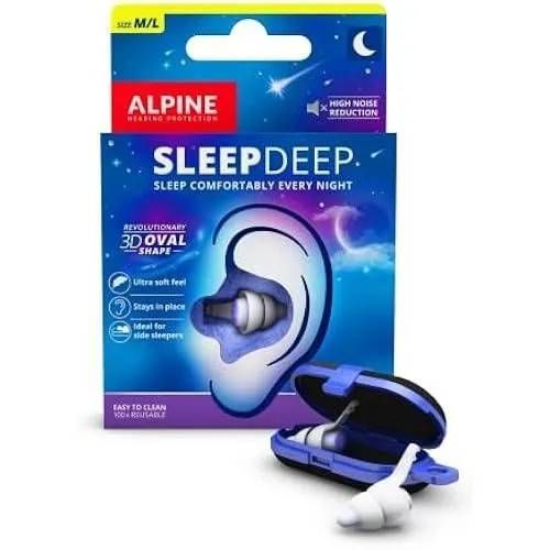 Alpine SleepDeep Bouchons d'Oreilles pour Dormir - Nouvelle Forme Ovale - Gel Anti Bruit Intégré - Confort et Atténuation au Max ave