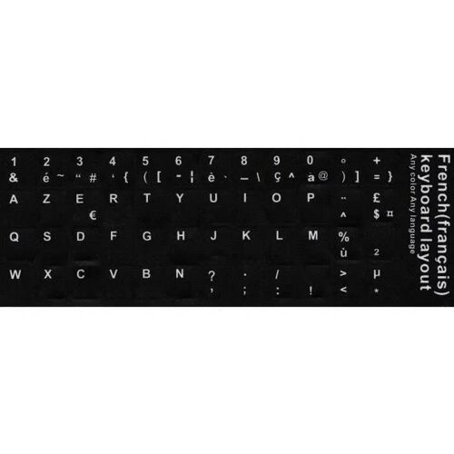 Autocollant Clavier - AZERTY - 48 autocollants - Caractères blancs - Filaire