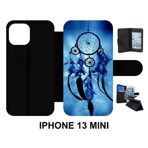 Etui À Rabat Iphone 13 Mini - Attrape Rêve Blue - Simili-Cuir - Noir