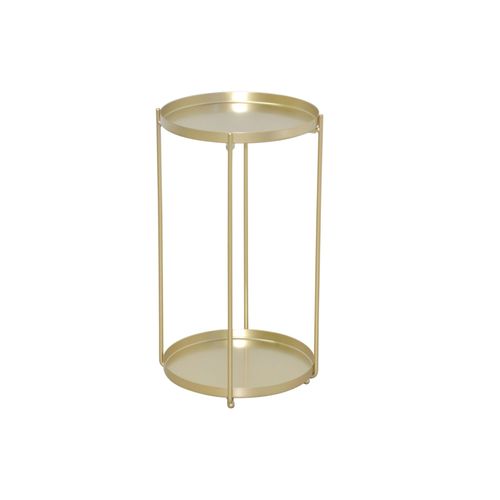 Porte-Plantes Rond En Métal Doré Hauteur 46 Cm Finition Lisse Surface Ø25 Cm Avec Rebord Dec050080