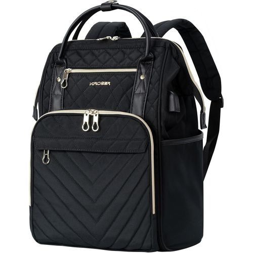 KALANKA-Sac à dos pour ordinateur portable de 17 pouces - Élégant sac à dos hydrofuge décontracté avec port USB - Sac de voyage pour homme et femme - Matelassé