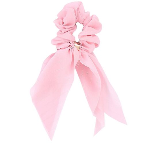 Bandeau Élégant À Double Couche Avec Noeud Et Boucle - Élastique Pour Queue De Cheval En Tissu Rose Foncé