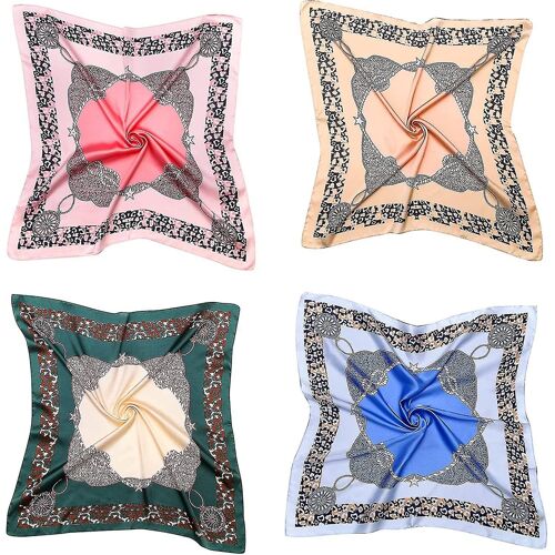 Lot De 4 Foulards En Satin ¿ Bandeaux Et Cravates Élégants En Soie ¿ Accessoires De Mode Polyvalents