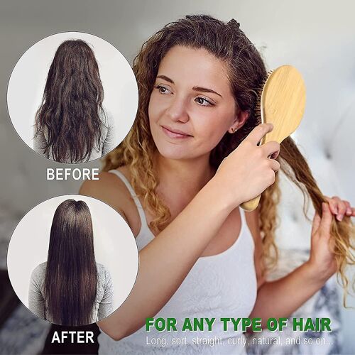 Ensemble Brosse Et Peigne En Bambou Écologiques ¿ Soins Capillaires Durables Pour Tous Types De Cheveux ¿ Idée Cadeau Idéale