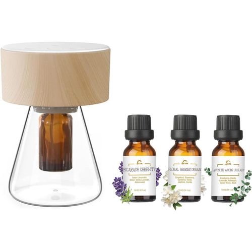 Sweet Dreamscape Diffuseur D'huiles Essentielles Sans Eau Avec Kit D'huiles Essentielles,Lumière Led En Option,Silencieux,Alimenté Par Piles Pour Bureau,Maison,Grain De Bois 