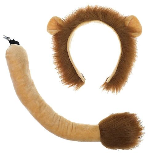 Ensemble De Costumes De Lion Avec Oreilles Et Queue Pour Enfants Et Adultes - Serre-Tête Et Queue En Peluche Pour Carnaval, Halloween Et Fêtes