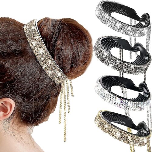 Lot De 4 Barrettes À Strass Pour Chignons Élégants ¿ Accessoires Coiffure Pour Femme