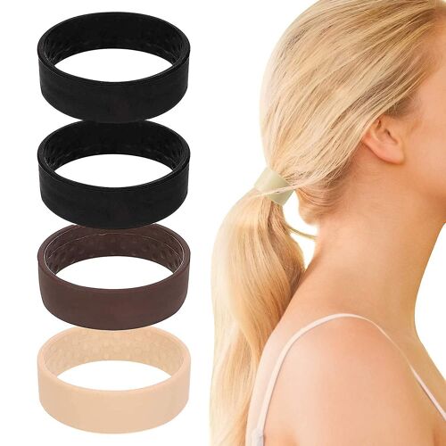 Lot De 4 Élastiques À Cheveux Pliables En Silicone - Accessoires Pour Cheveux Confortables Et Durables Pour Tous Les Âges - Parfaits Pour Un Usage Quotidien ! 