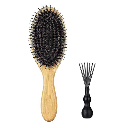 Brosse À Cheveux En Poils De Sanglier Naturels Avec Manche En Bambou Pour Des Cheveux Brillants Et Sains - Écologique Et Parfaite Pour Tous Les Types De Cheveux 