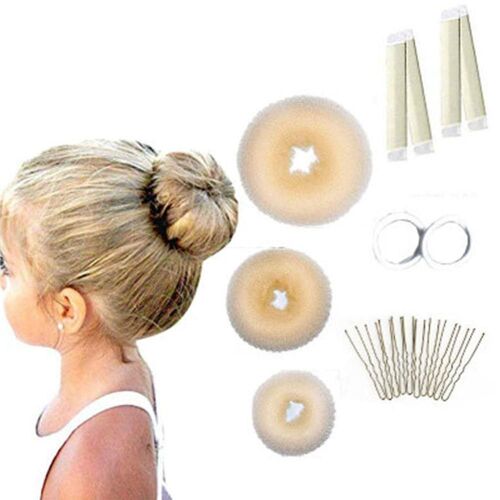 Ensemble De 17 Pièces Pour Chignons : 3 Tailles De Donuts, 2 Modèles De Chignons, Des Épingles En U Et Des Élastiques Pour Des Coiffures Faciles.
