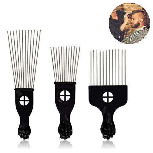 Lot De 3 Peignes À Cheveux En Métal ¿ Larges Pics Pour Cheveux Bouclés, Afro Et Raides ¿ Design Durable Et Ergonomique 