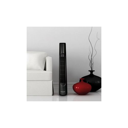 THOMSON Ventilateur colonne - hauteur 80 cm - 3 vitesses - Oscillant sur angle - Rangement du cable dans la base - Noir