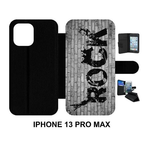 Etui À Rabat Iphone 13 Pro Max - Rock Street - Simili-Cuir - Noir