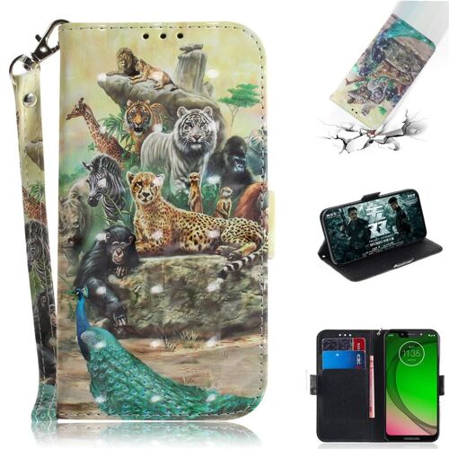 Motorola Moto G7 Play Coque, Saturcase Beau 3d Motif Pu Cuir Magnétique Flip Portefeuille Support Porte-Carte Protecteur Coque Housse Étui Avec Dragonne Pour Motorola Moto G7 Play (Td-12)