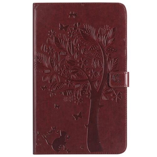 Saturcase Coque Pour Samsung Galaxy Tab A 10.1 (2016), Arbre À Chat Pu Cuir Magnétique Portefeuille Support Porte-Carte Coque Housse Étui Pour Samsung Galaxy Tab A 10.1 (2016) Sm-T580 T585 (Marron)