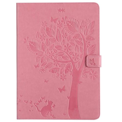 SATURCASE Coque pour Apple iPad Pro 10.5 2017, Arbre à Chat Gaufrage PU Cuir Magnétique Flip Portefeuille Support Porte-carte Protecteur Coque Housse Étui pour Apple iPad Pro 10.5 2017 (Pink)
