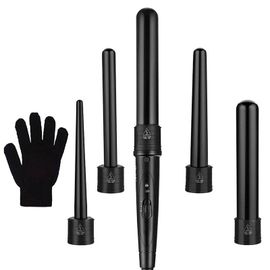 Ytseazn-Ensemble De Fer À Friser Les Cheveux Interchangeables Avec Écran Lcd,Bigoudi Professionnel,5 En 1--Black