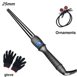 Ytseazn-Bigoudis Lcd Fer À Friser Conique Tube Unique Glaçure En Céramique Cône De Fleur De Poire Cheveux Électriques Cheveux Bouclés Général Oltage: 110-240 V--25mm